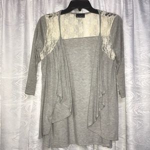 Gray White lace cardigan, no sigh on wear